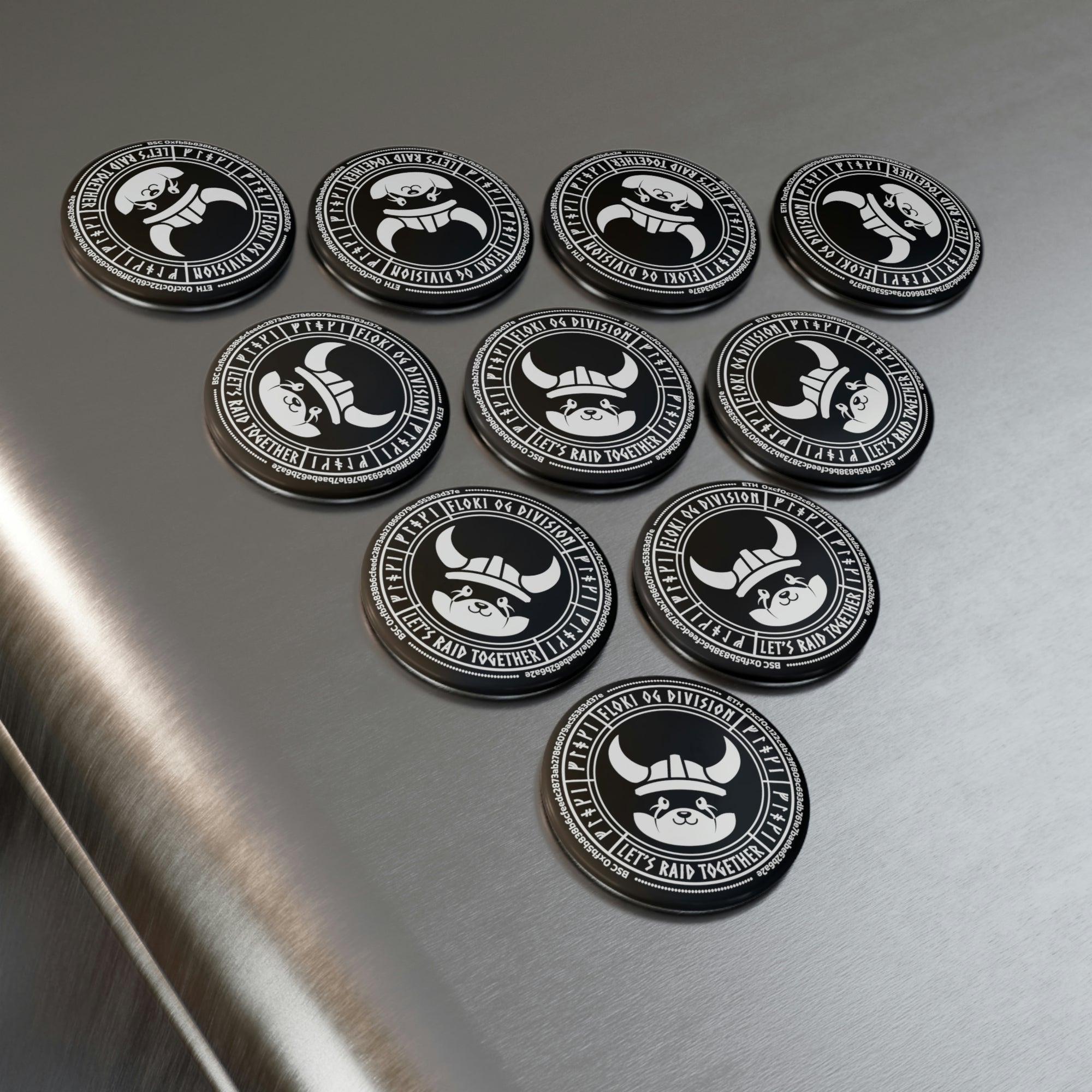 Floki OG分区按钮磁铁，圆形（1和10 PC）