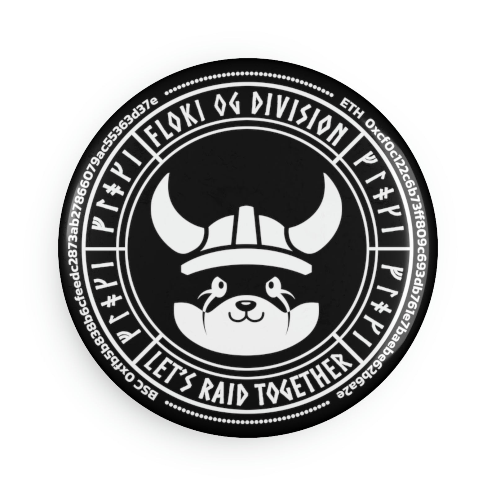 Floki OG分区按钮磁铁，圆形（1和10 PC）